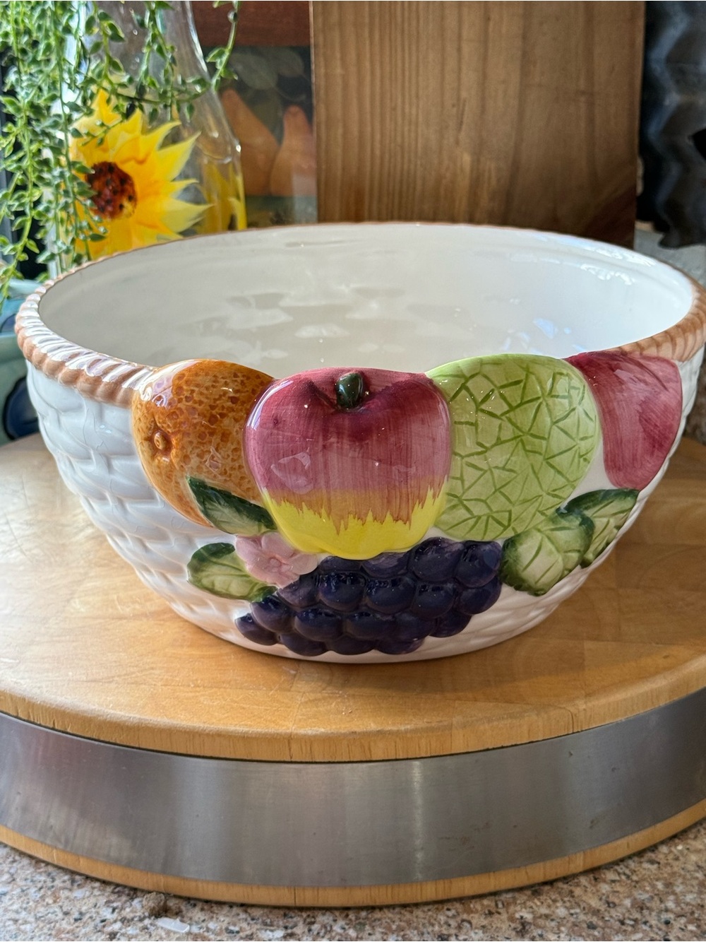 Hand-Painted Ceramic Fruit Bowl